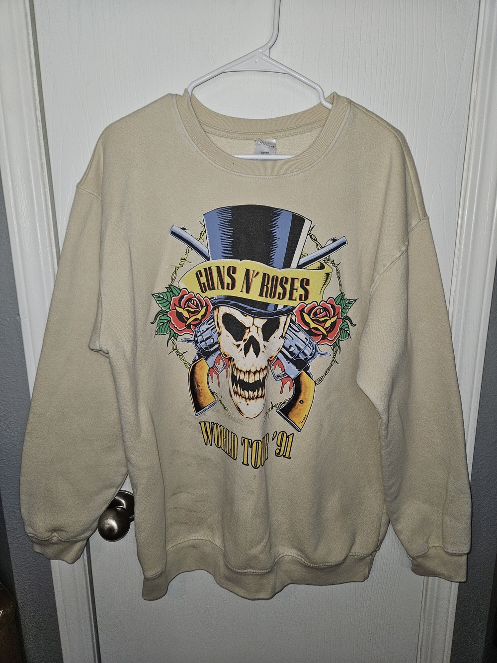 Guns N' Roses Cream Graphic Crewneck Sweatshirt